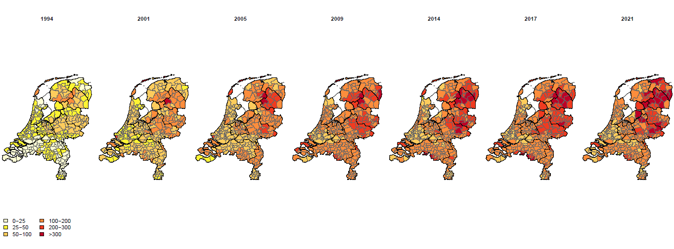 2 Incidentie van EM (Lyme) diagnoses bij de huisarts per gemeente in 1994 – 2021